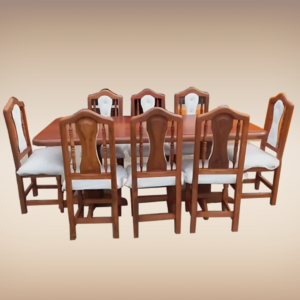 Mesa de 2.40m + 8 sillas tapizadas